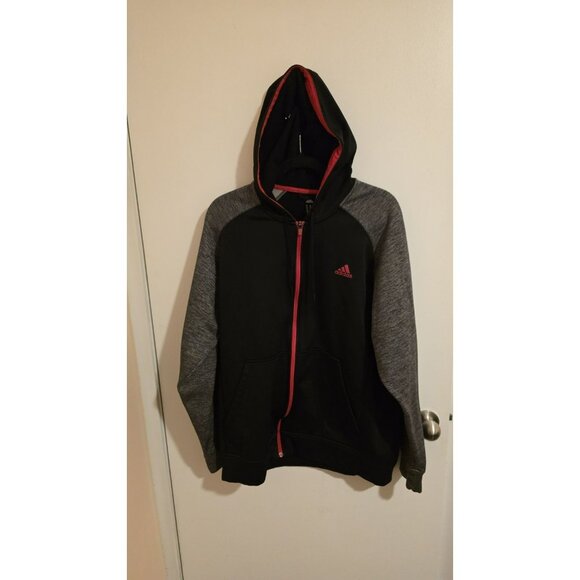 Adidas Jacket Climawarm Zip Athletic Mens XL GrayBlackRed Hooded Activewear - Picture 1 of 10